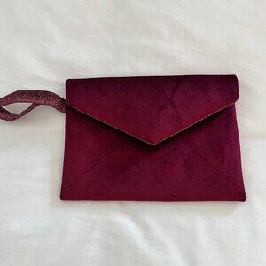 Burgundy Velvet Envelope Clutch Wristlet